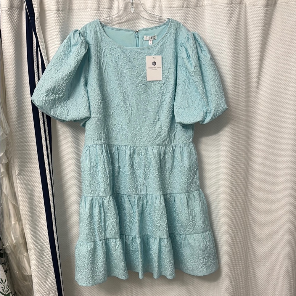 TCEC Green and Blue Tiered Ruffled Sundress for Wedding Guest